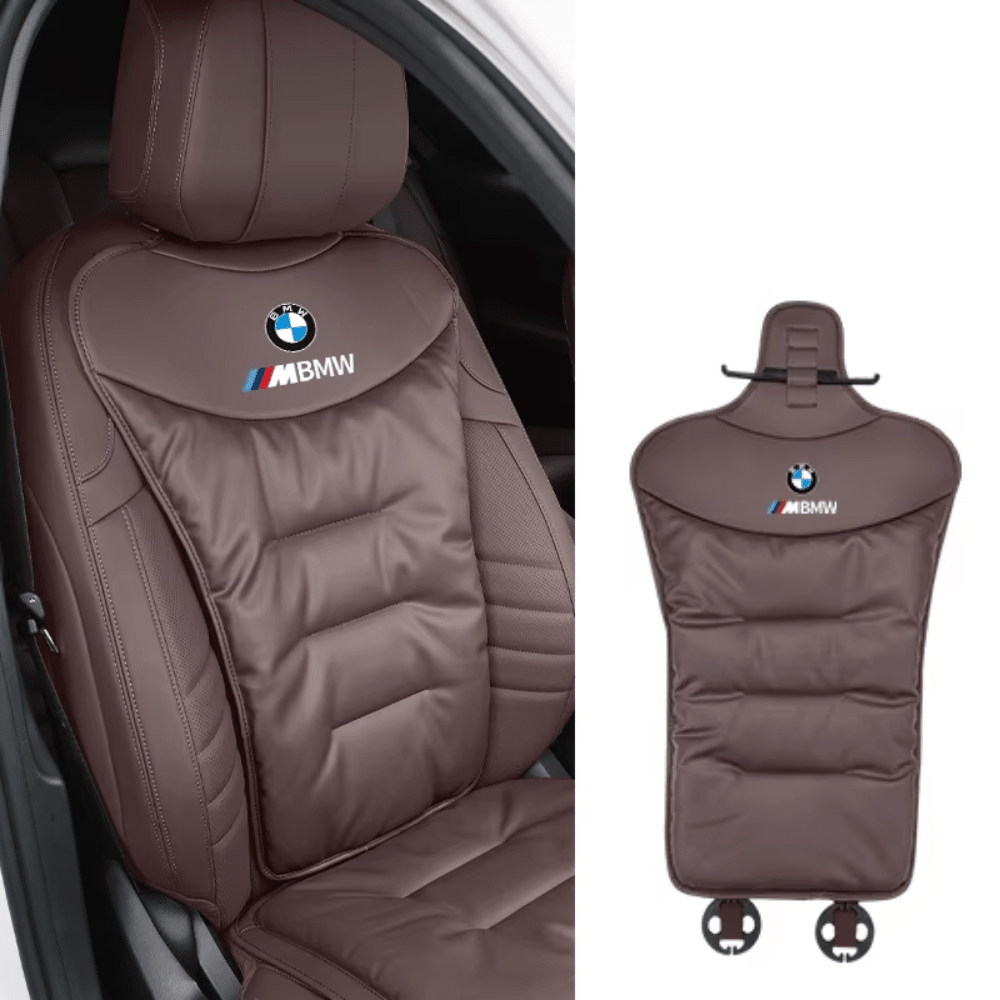 Ergonomic car seat cushion with lumbar support designed for back pain relief, featuring a breathable fabric for comfort during long drives. 4