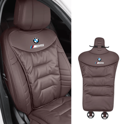 Ergonomic car seat cushion with lumbar support designed for back pain relief, featuring a breathable fabric for comfort during long drives. 4