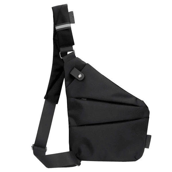 Ergonomic sling bag designed for both women and men, featuring a non-slip fit and made from water-repellent Oxford fabric, showcasing a slim 1