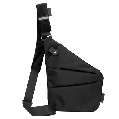 Ergonomic sling bag designed for both women and men, featuring a non-slip fit and made from water-repellent Oxford fabric, showcasing a slim 1