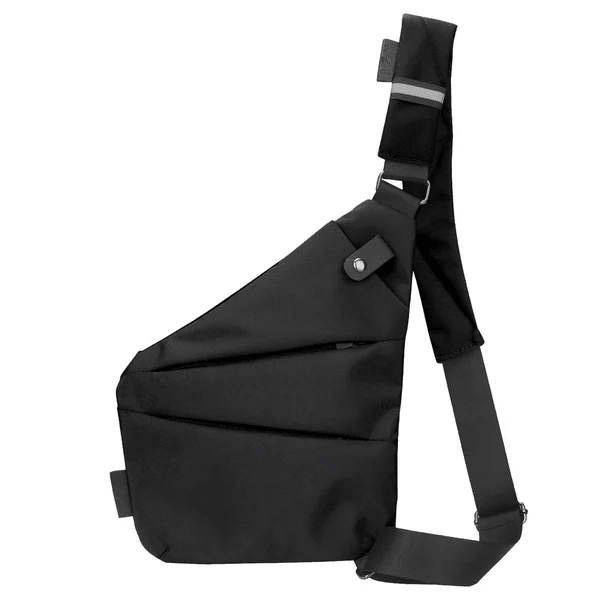Ergonomic sling bag designed for both women and men, featuring a non-slip fit and made from water-repellent Oxford fabric, showcasing a slim 0