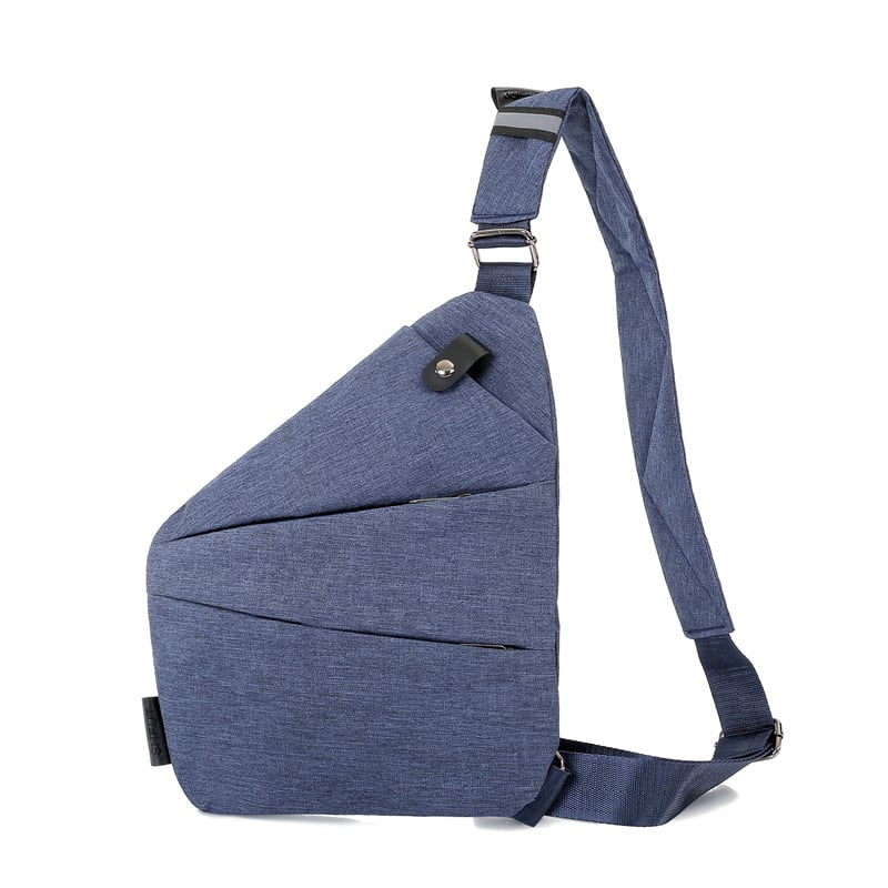 Ergonomic sling bag designed for both women and men, featuring a non-slip fit and made from water-repellent Oxford fabric, showcasing a slim 4