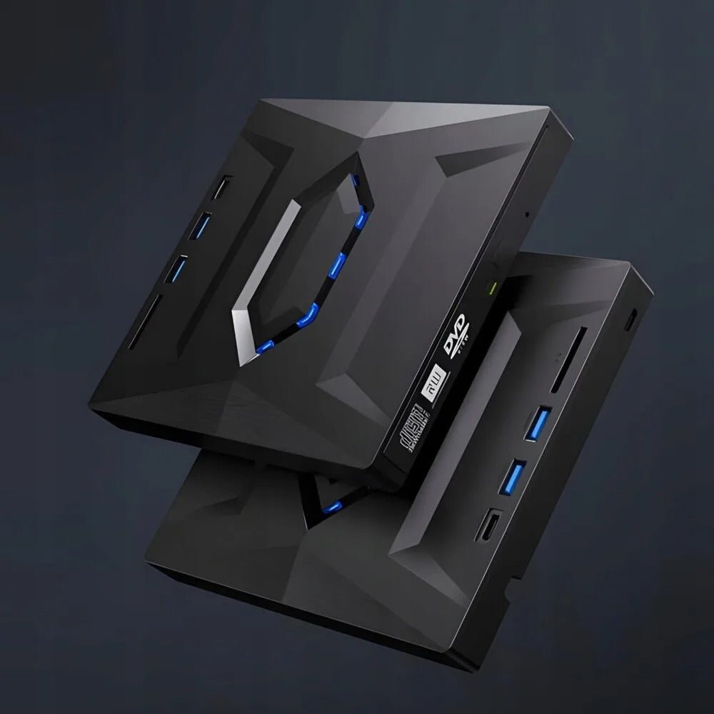 External DVD Drive for Laptop with High-Speed Data Transfer and Dual-Port USB-A/Type-C Connectivity – Compact Black Design 4