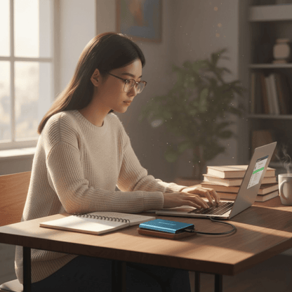 External SSD portable drive featuring high-speed USB-C connectivity and a waterproof design, perfect for on-the-go storage and data protection. 1