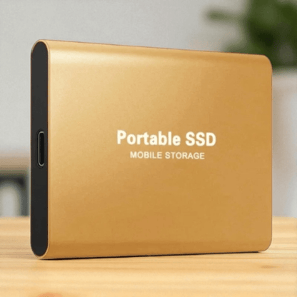 External SSD portable drive featuring high-speed USB-C connectivity and a waterproof design, perfect for on-the-go storage and data protection. 5