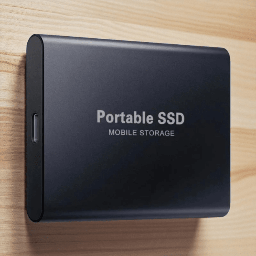 External SSD portable drive featuring high-speed USB-C connectivity and a waterproof design, perfect for on-the-go storage and data protection. 2