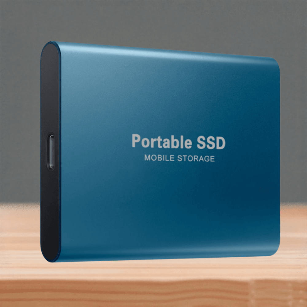 External SSD portable drive featuring high-speed USB-C connectivity and a waterproof design, perfect for on-the-go storage and data protection. 0