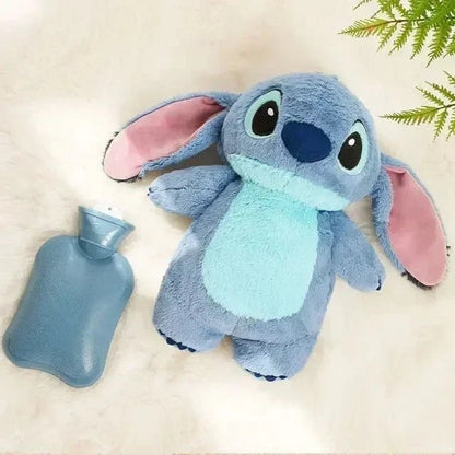 Extra large plush hot water bottle featuring a soft Stitch cover, perfect for cozying up during winter as a hand warmer. 3