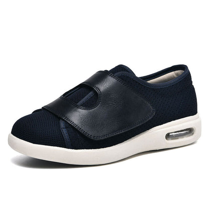 Extra wide diabetic walking shoes featuring adjustable Velcro straps and breathable mesh design, perfect for swollen feet and enhanced comfort. 4