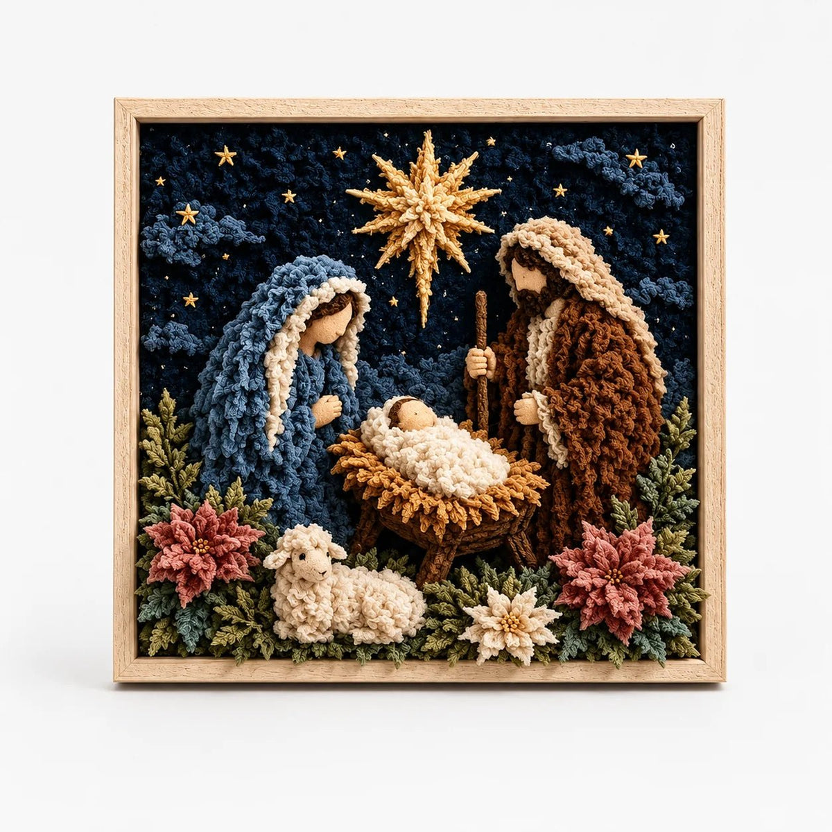 Fabric Art Craft Kit featuring a pre-punched board and wooden tool for creating no-sew religious wall art designs, perfect for crafters and DIY 0