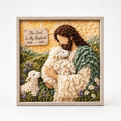 Fabric Art Craft Kit featuring a pre-punched board and wooden tool for creating no-sew religious wall art designs, perfect for crafters and DIY 11