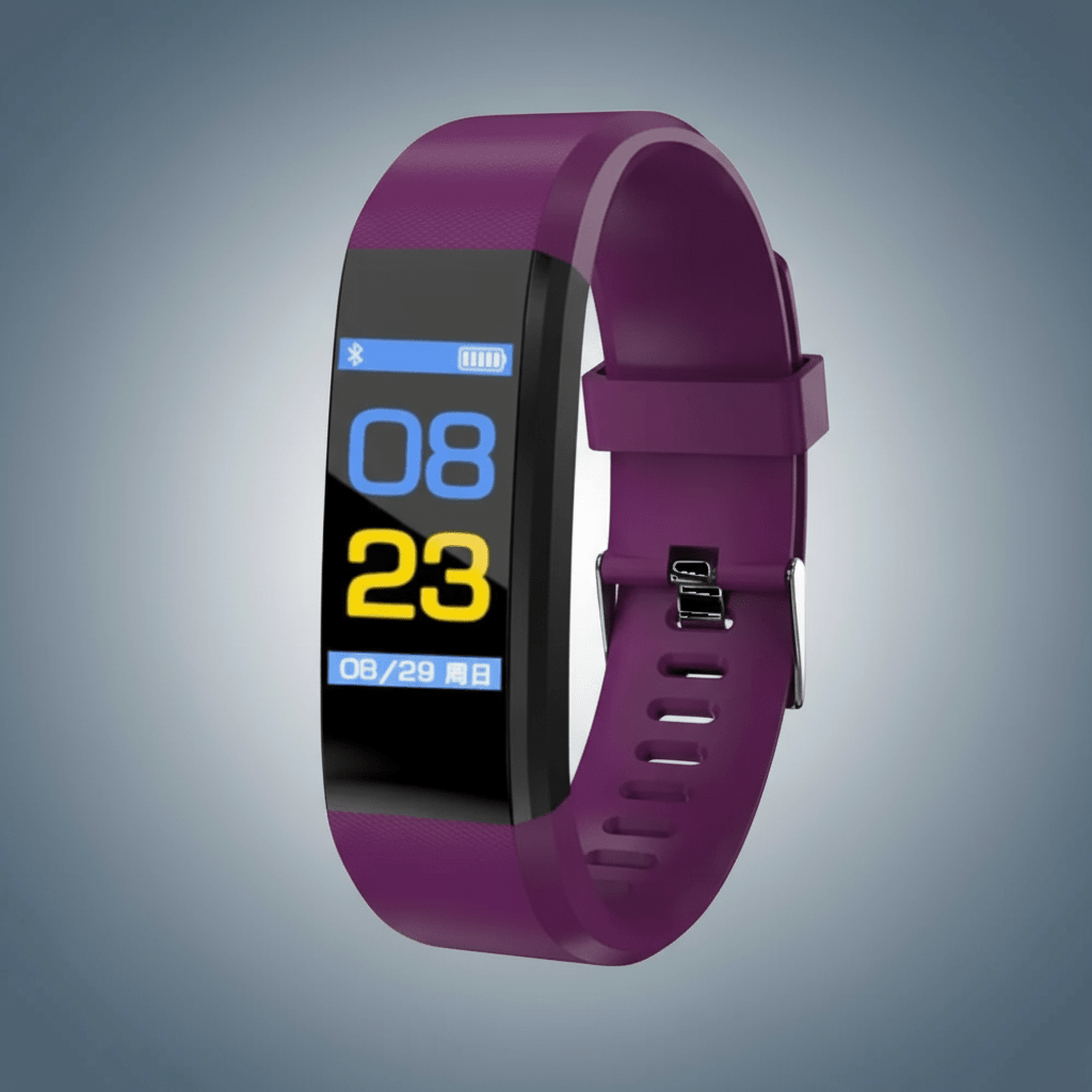 Fitness Tracker Smartwatch featuring blood pressure monitoring, sleep tracking capabilities, and an adjustable silicone strap, ideal for health-conscious individuals. 4
