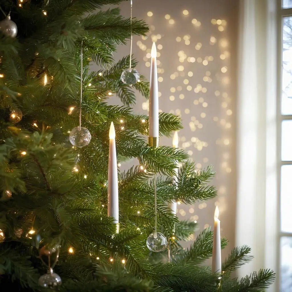 Flameless candle with clip-on crystal design in gold and silver finish, battery-operated, perfect for holiday decor. 0