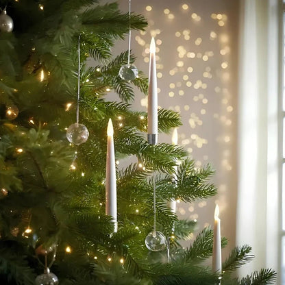 Flameless candle with clip-on crystal design in gold and silver finish, battery-operated, perfect for holiday decor. 4