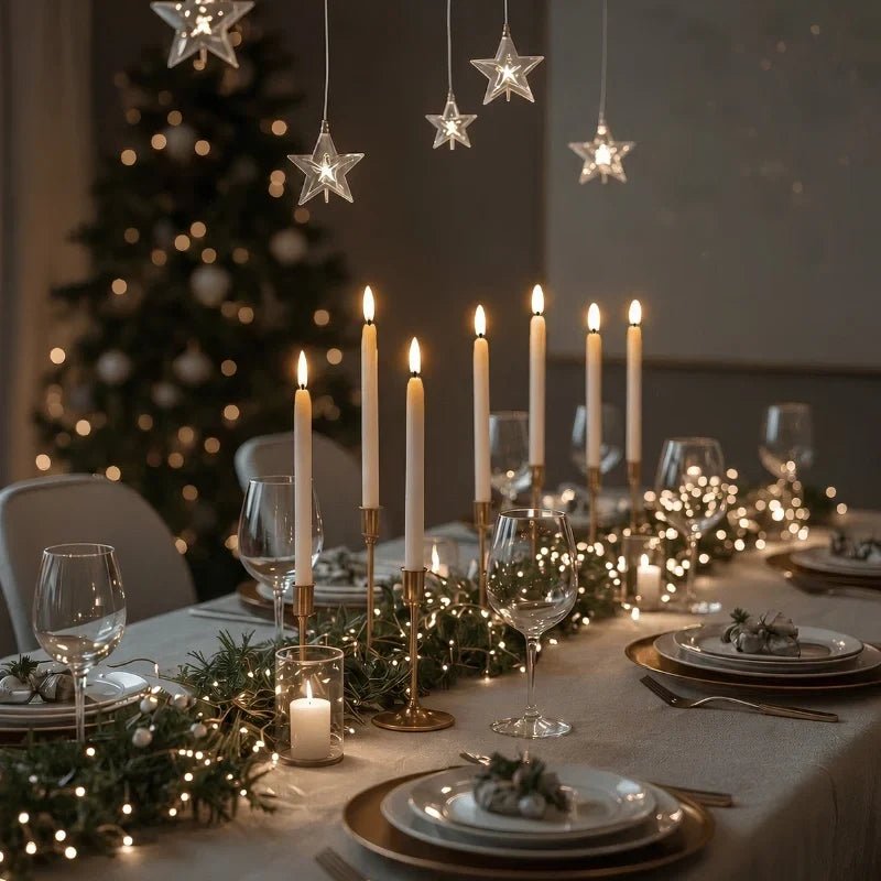 Flameless LED candle tapers for chandelier lighting in slim design, available in customizable finishes, offered in 4, 6, or 10 0