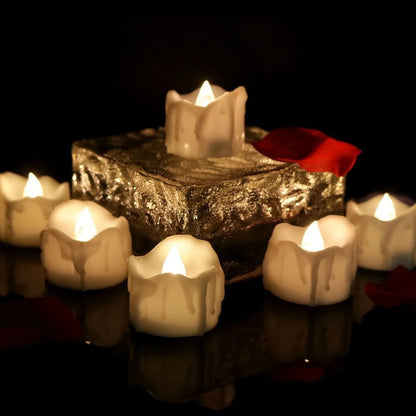 Flameless LED taper candle set in warm white light, 12 pack, perfect for elegant home decor, providing a safe and stylish ambiance. 3