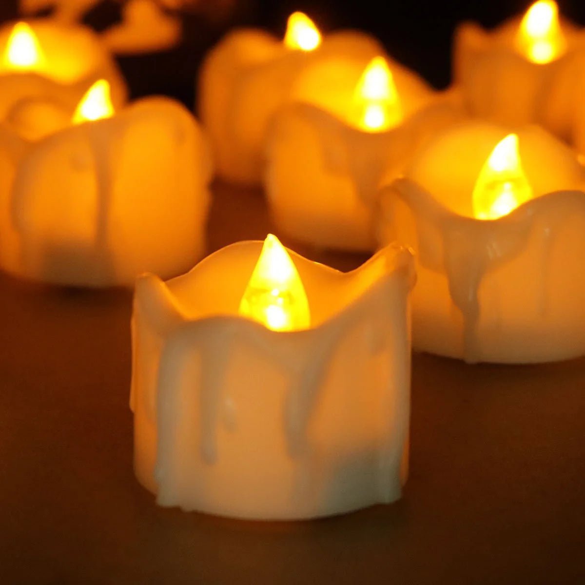 Flameless LED taper candle set in warm white light, 12 pack, perfect for elegant home decor, providing a safe and stylish ambiance. 4