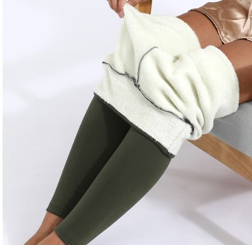 Fleece lined leggings for women featuring a high waist design, offering a warm stretch fit ideal for cold weather. 10