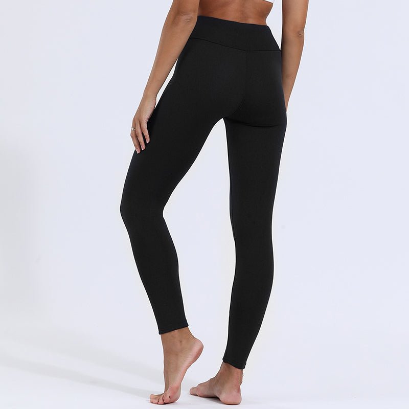 Fleece lined leggings for women featuring a high waist design, offering a warm stretch fit ideal for cold weather. 6