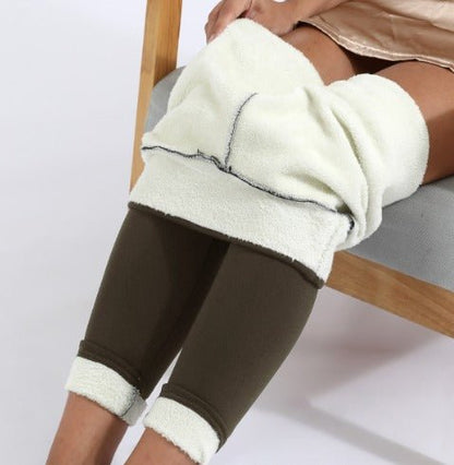 Fleece lined leggings for women featuring a high waist design, offering a warm stretch fit ideal for cold weather. 9