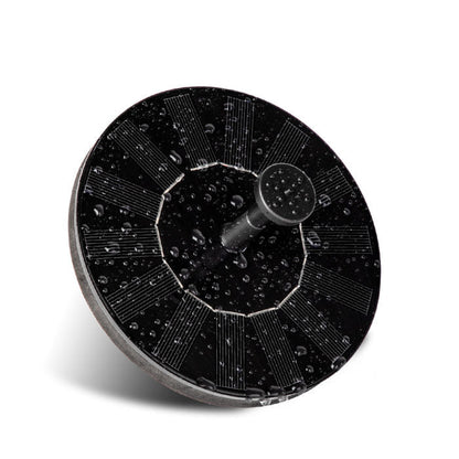 Floating solar fountain designed for garden ponds, featuring interchangeable water jet effects to enhance outdoor aesthetics and attract wildlife. 3