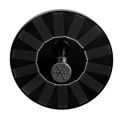 Floating solar fountain designed for garden ponds, featuring interchangeable water jet effects to enhance outdoor aesthetics and attract wildlife. 2
