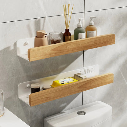 Floating wall shelf featuring a modern wrought iron design, ideal for bathrooms, with easy no-drill installation for convenient and stylish storage. 8