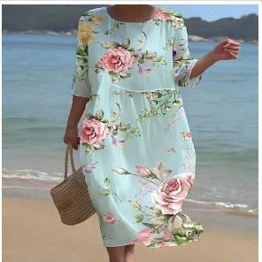 Floral Dress for Women in Comfortable Cotton Fabric – Elegant Classic Design for Summer and Parties 0