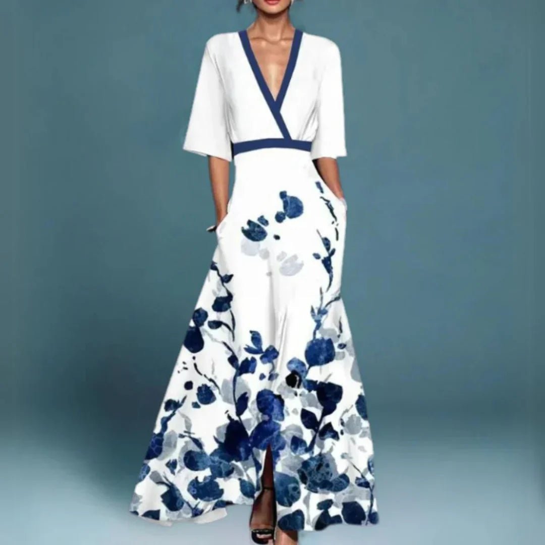 Floral maxi dress for women featuring a flowing silhouette, made from lightweight breathable fabric, perfect for casual and formal occasions. 1