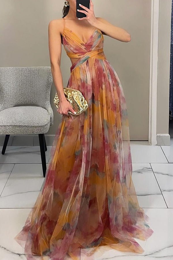 Floral print maxi dress for women, perfect for summer weddings, featuring a lightweight and breathable design for elegant comfort. 5