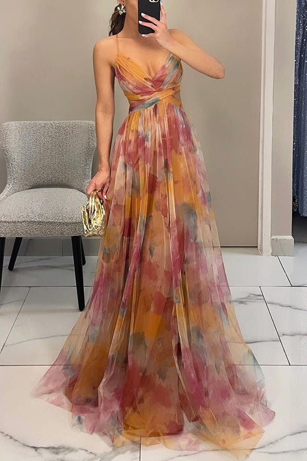 Floral print maxi dress for women, perfect for summer weddings, featuring a lightweight and breathable design for elegant comfort. 4