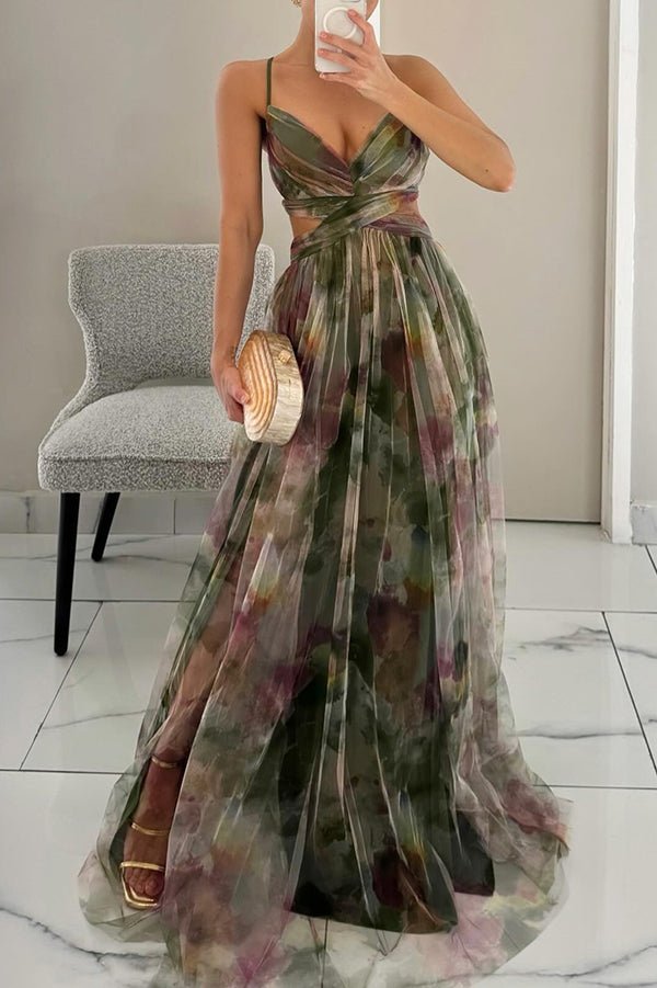 Floral print maxi dress for women, perfect for summer weddings, featuring a lightweight and breathable design for elegant comfort. 8