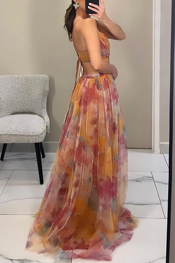 Floral print maxi dress for women, perfect for summer weddings, featuring a lightweight and breathable design for elegant comfort. 6