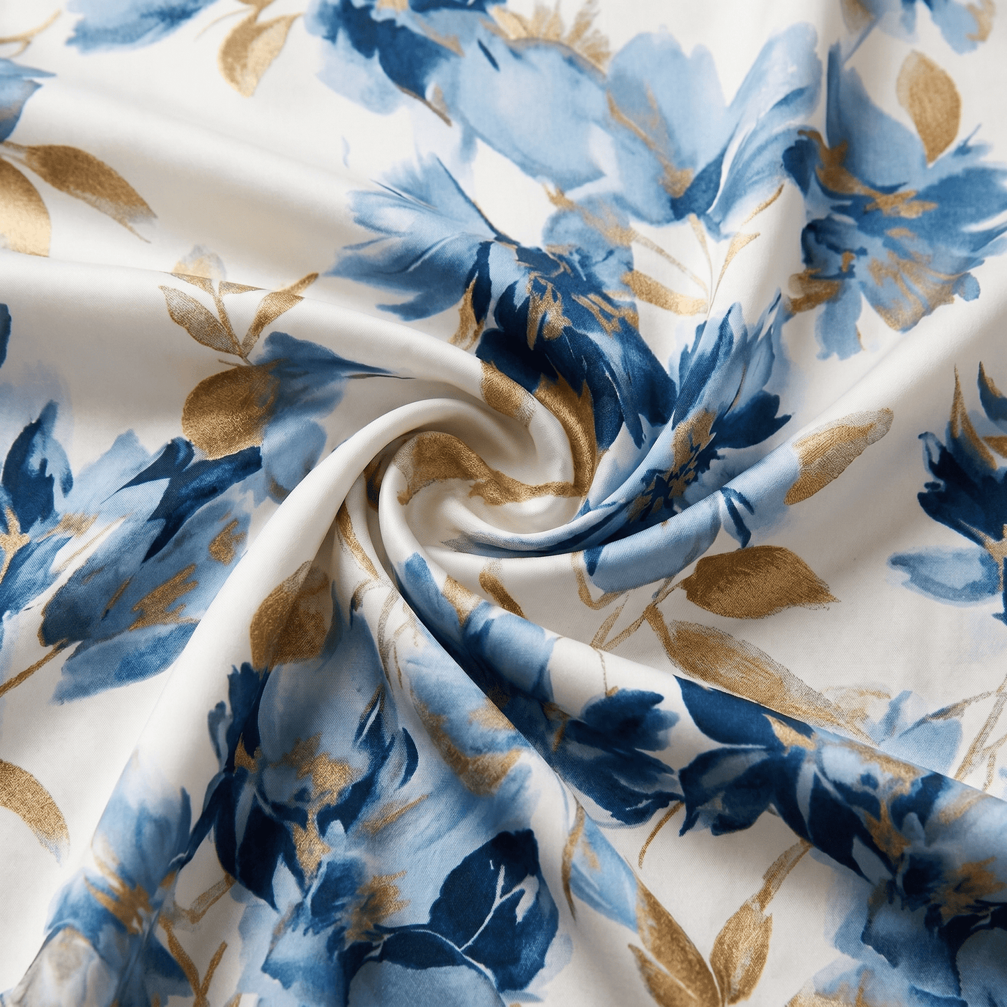 Floral wrap midi dress featuring a ruched waist and gold accents, perfect for summer weddings and elegant occasions. 2