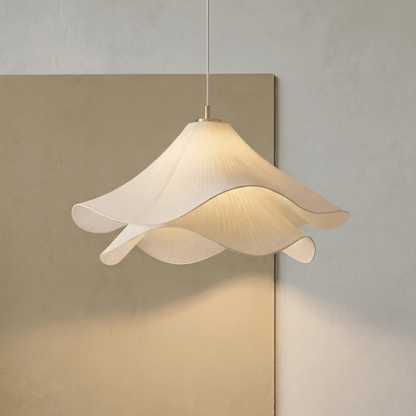 Flower hanging lamp featuring an adjustable height design, crafted with modern fabric, ideal for creating a cozy ambiance in dining spaces. 3