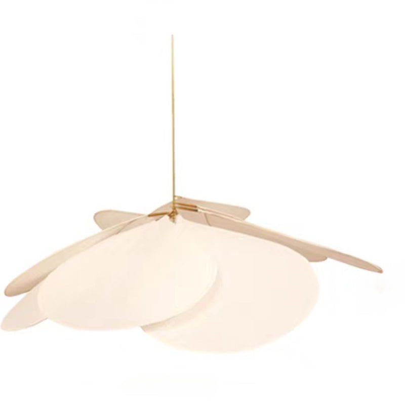 Flower-shaped hanging lamp featuring a warm light design, crafted from fabric and metal, ideal for enhancing the ambiance of living rooms and dining rooms. 1