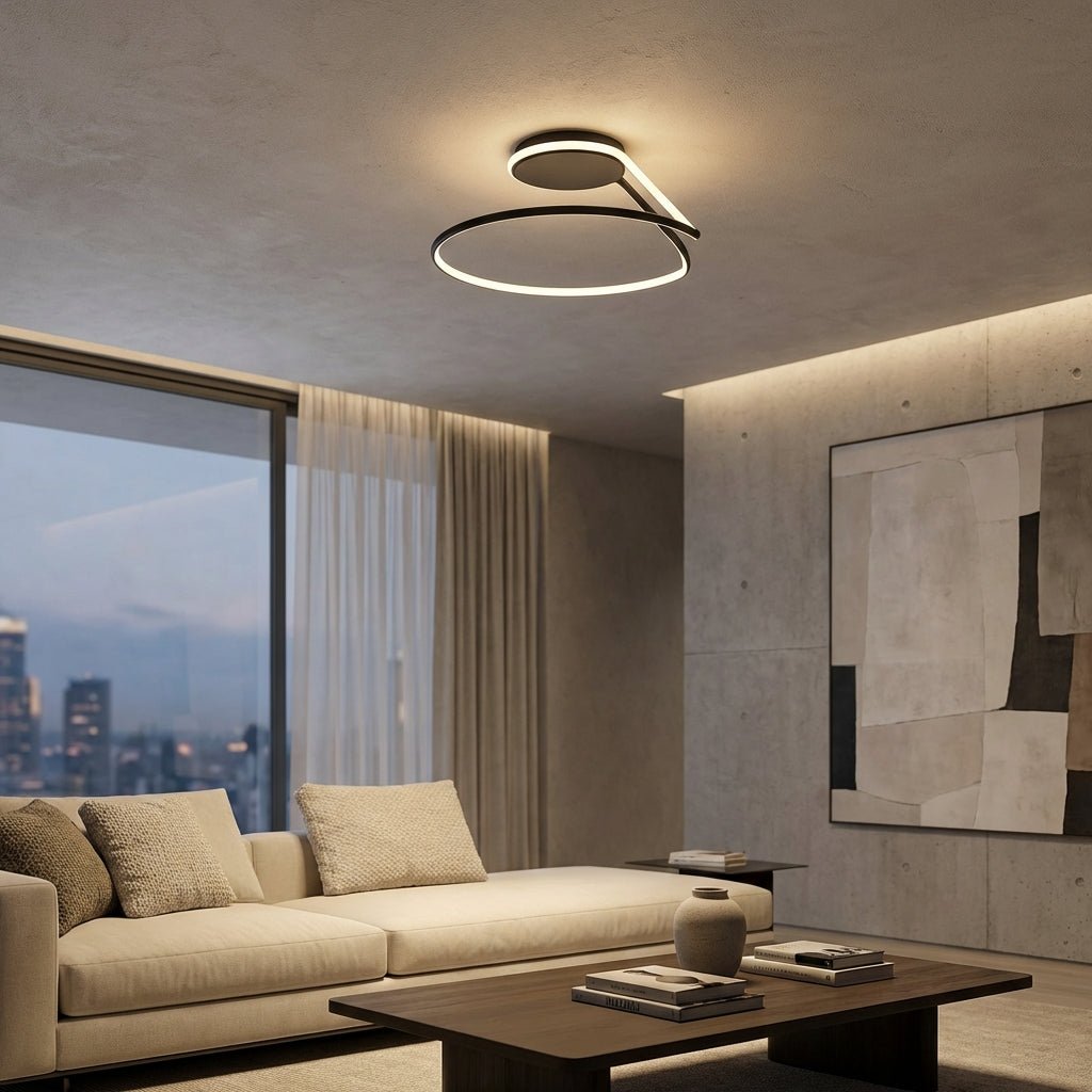 Modern flush mount ceiling light featuring even illumination, energy-efficient design, and a 50cm diameter, perfect for enhancing any contemporary space. 1