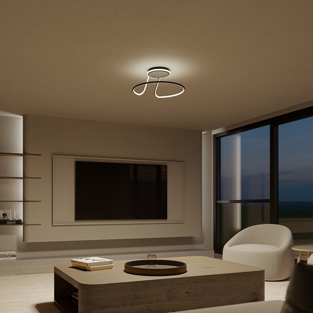 Modern flush mount ceiling light featuring even illumination, energy-efficient design, and a 50cm diameter, perfect for enhancing any contemporary space. 4
