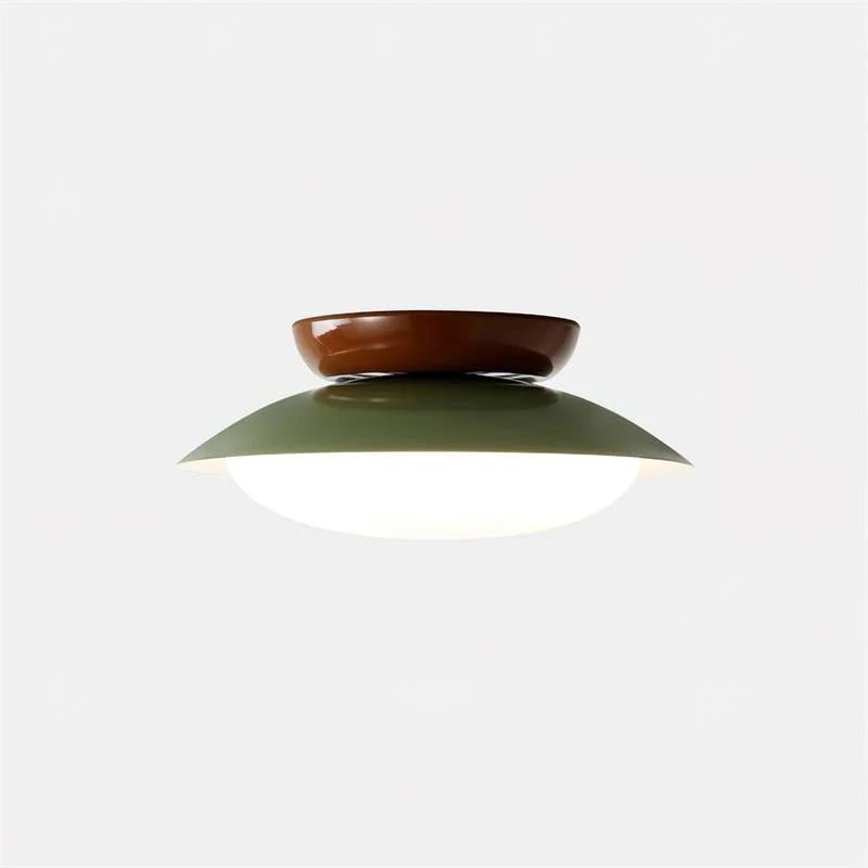 Mid-century style flush mount ceiling light featuring an integrated LED, damp rated for indoor use, with a 25 cm diameter, perfect for enhancing modern home 0