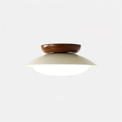 Mid-century style flush mount ceiling light featuring an integrated LED, damp rated for indoor use, with a 25 cm diameter, perfect for enhancing modern home 9