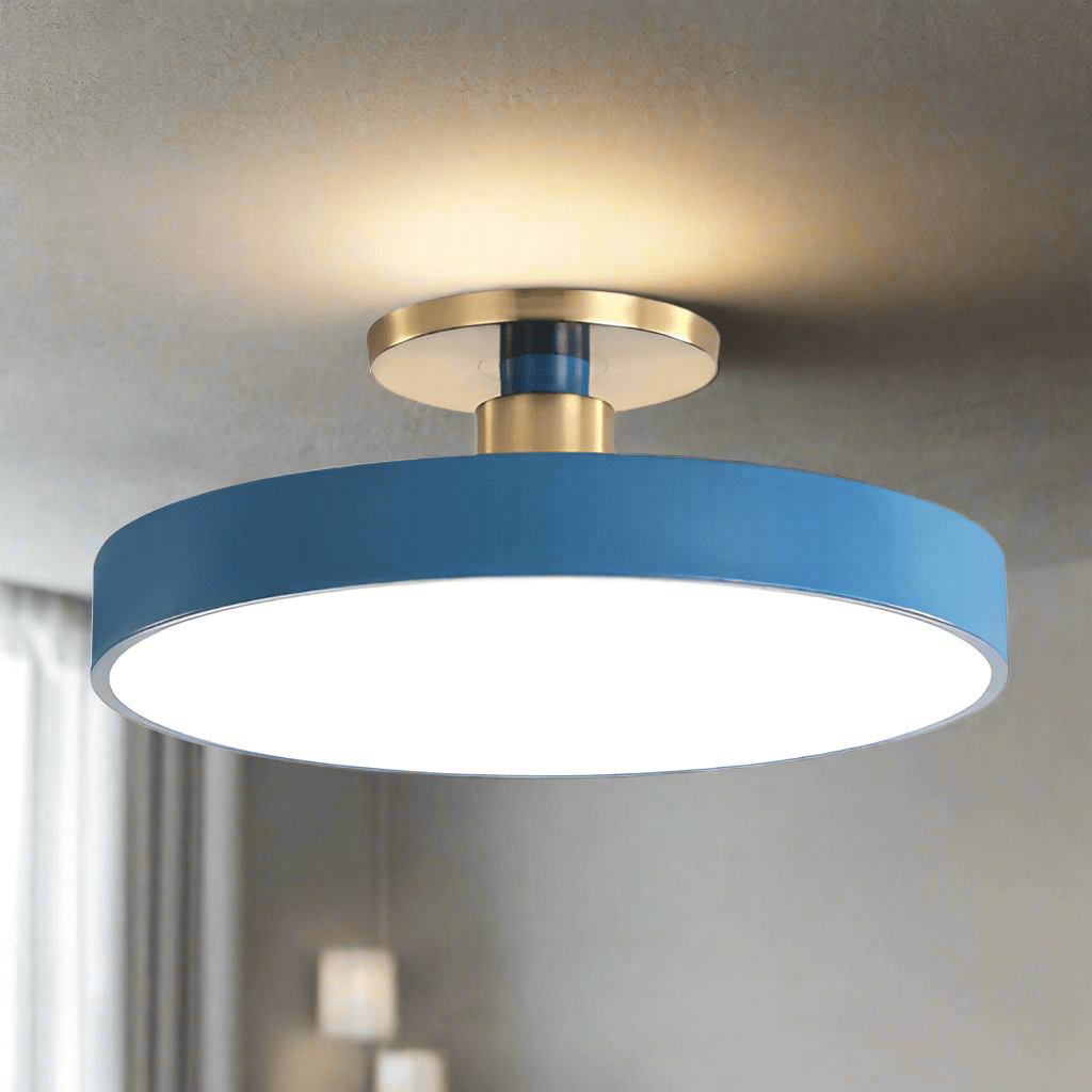 Flush mount ceiling light featuring soft LED illumination, designed in a minimalist Nordic style with a sleek acrylic finish, perfect for modern home decor. 1