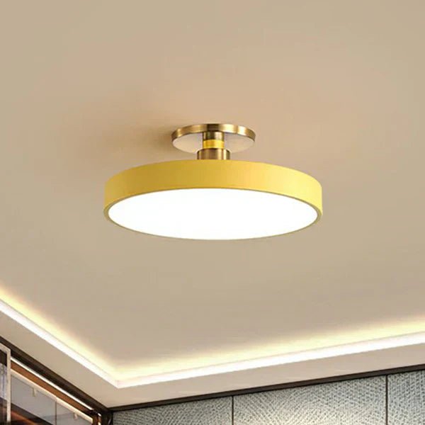 Flush mount ceiling light featuring soft LED illumination, designed in a minimalist Nordic style with a sleek acrylic finish, perfect for modern home decor. 7