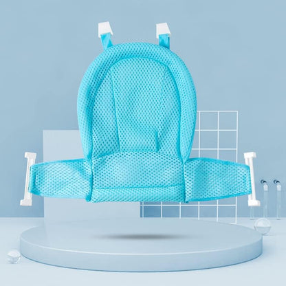 Foldable baby bathtub in gray with non-slip base, designed for infants and toddlers, featuring a quick-drying net for easy portability and storage. 1