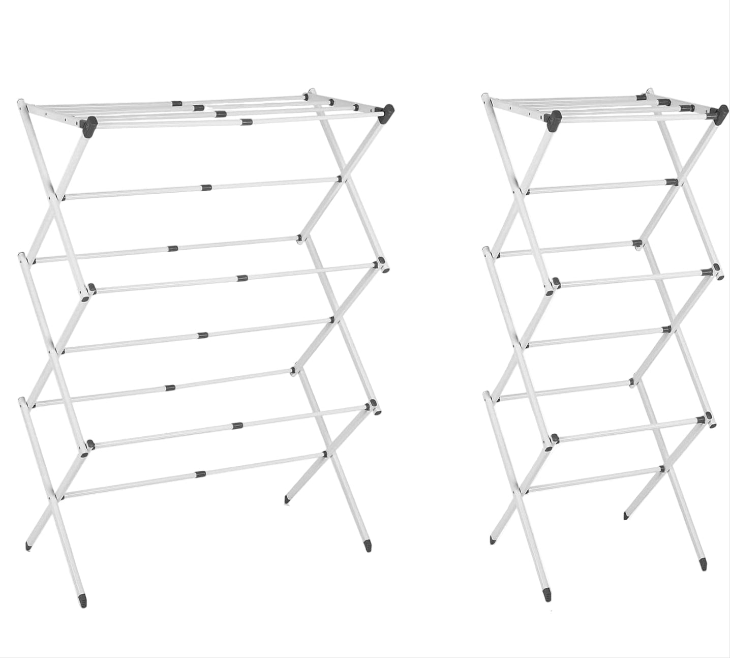 Foldable clothes drying rack featuring multi-pole support, made of durable iron and PP plastic, suitable for indoor and outdoor use. 4