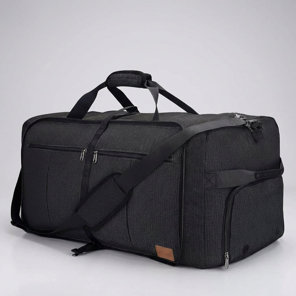 Foldable Duffel Bag with Ventilated Shoe Compartment – Water-Repellent 600D Polyester – Extra Large Travel Capacity 2