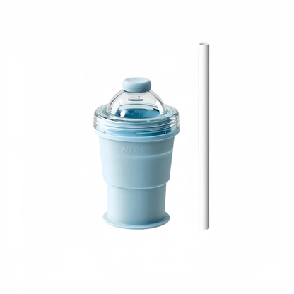 Foldable Ice Ball Maker featuring a 2-in-1 mold and portable silicone design, perfect for creating ice balls for cold drinks on the go. 3