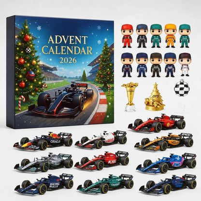Formula 1 Advent Calendar featuring 24 daily racing-themed surprises for motorsport fans, designed to enhance the holiday countdown with exciting collectibles and memorabilia. 1