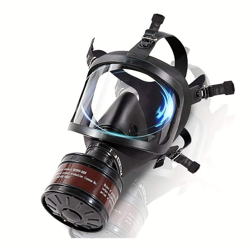 Full face gas mask featuring a 40mm activated carbon filter, designed for tactical protection against chemical hazards, ensuring safety and comfort in hazardous environments. 0