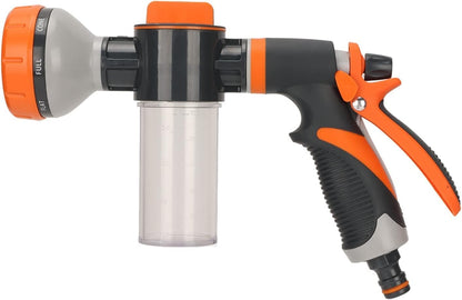 High-pressure garden sprayer featuring 8 adjustable spray modes and a foam nozzle, ideal for efficient watering in gardens and effective car washing. 0