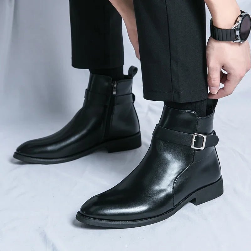 Genuine leather Chelsea boots featuring elastic gores and durable rubber outsoles, perfect for stylish comfort and versatility. 0
